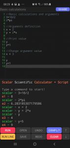 Scalar Calculator - Script Example - Basic Calculations