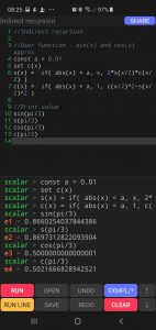 Scalar Calculator - Script Example - Indirect Recursion