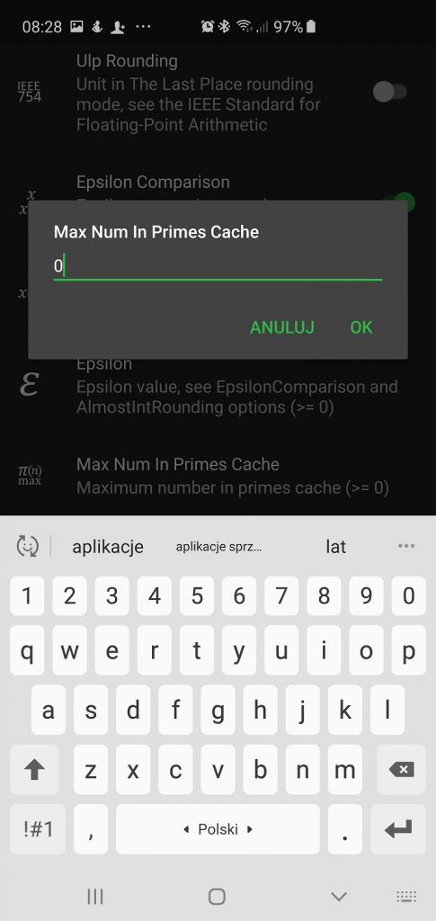 Scalar Calculator - Settings - Max Number in Primes Cache